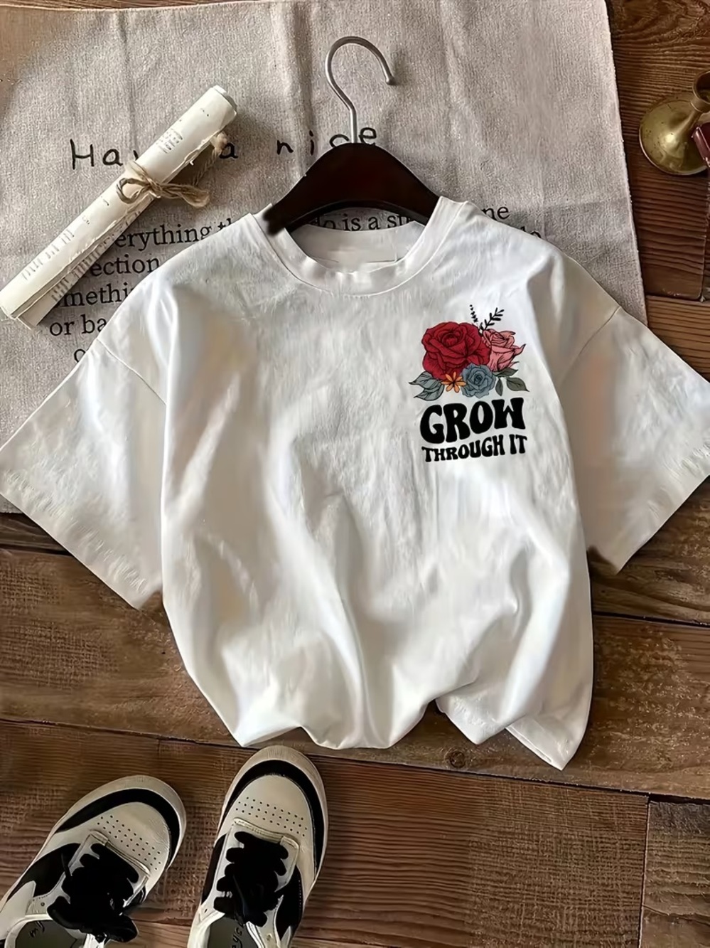 Grow Through It White Floral Graphic Tee